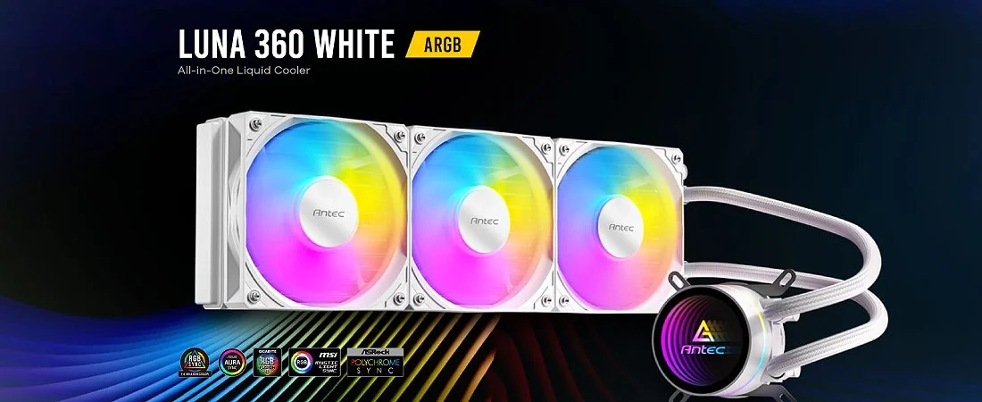 Жидкостный кулер Antec Luna 360 ARGB белый общий вид
