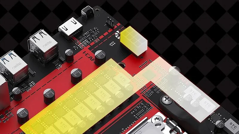 Слоты памяти DDR5 и накопитель M.2 на плате