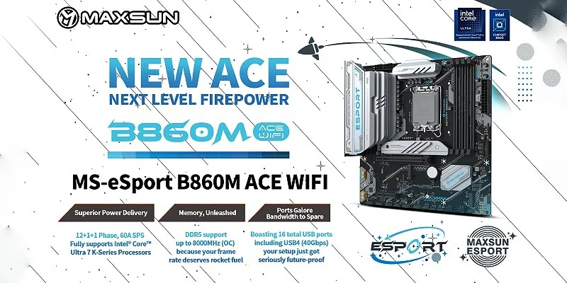 לוח אם MAXSUN eSport B860M WIFI ACE לתושבת LGA1851