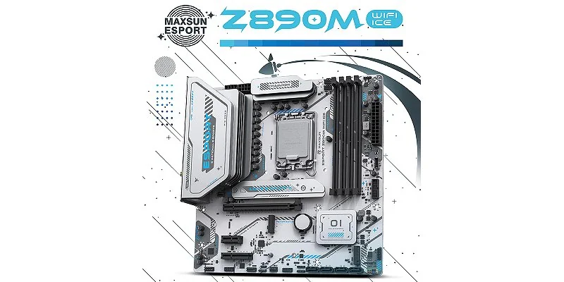 לוח אם MAXSUN eSport Z890M WiFi ICE לבן לתושבת LGA1851