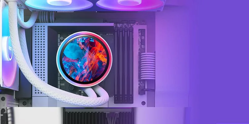 Белая голова помпы и радиатор 360 мм NZXT Kraken Elite