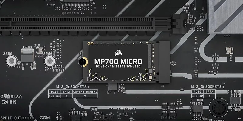 Corsair MP700 MICRO 2TB PCIe 5.0 drive in M.2 2242 form factor