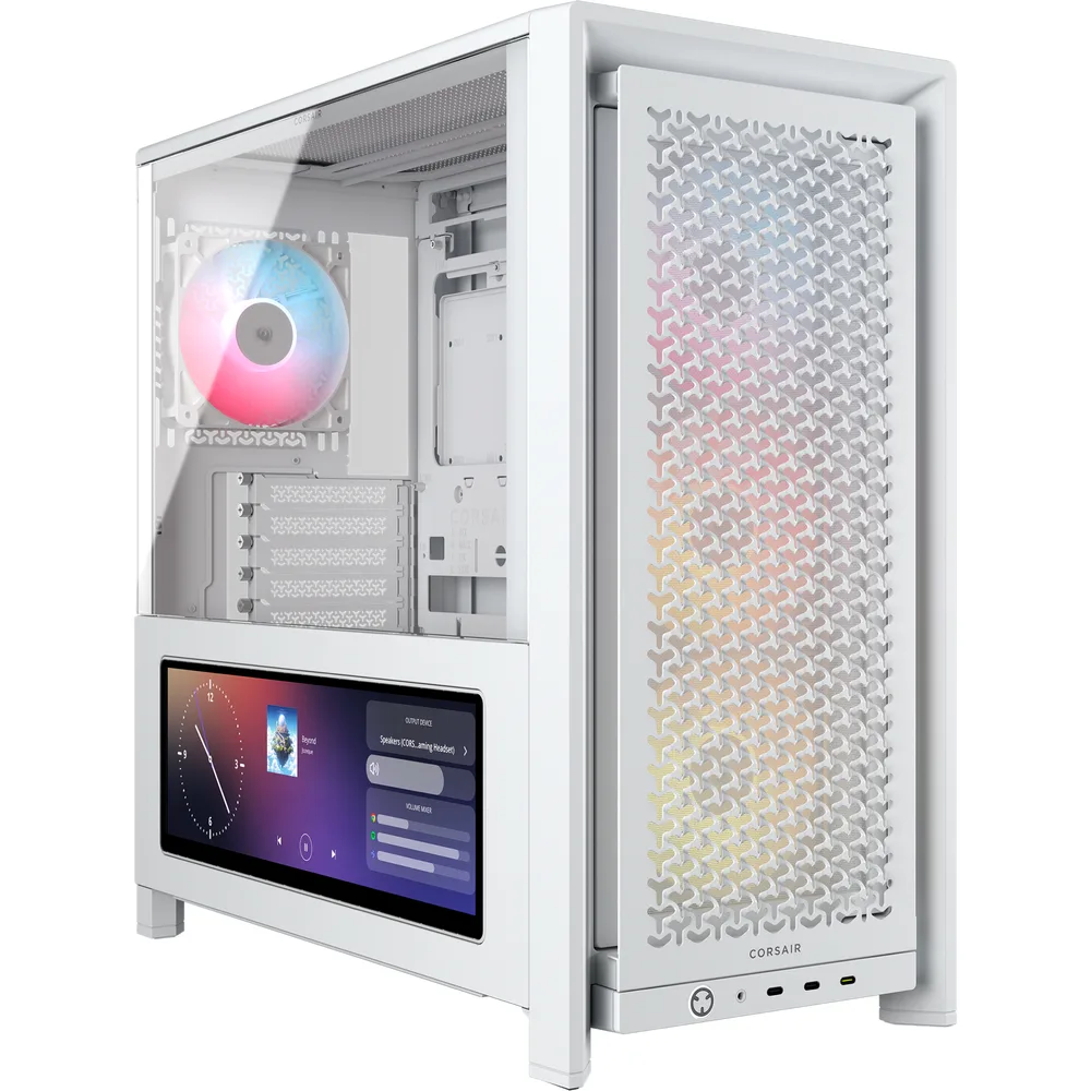 Corsair FRAME 4000D RS ARGB Premium White — PC Case with LCD Display