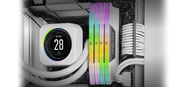 White memory kit installed on a motherboard