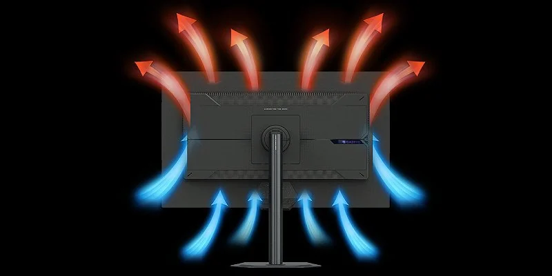 פיזור חום בארבעה צדדים במסך Gigabyte