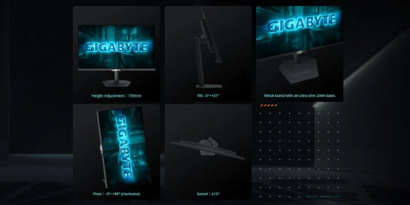 מעמד ארגונומי של מסך Gigabyte 27 אינץ'
