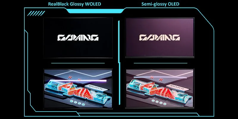 Глубокий чёрный RealBlack Glossy на мониторе Gigabyte