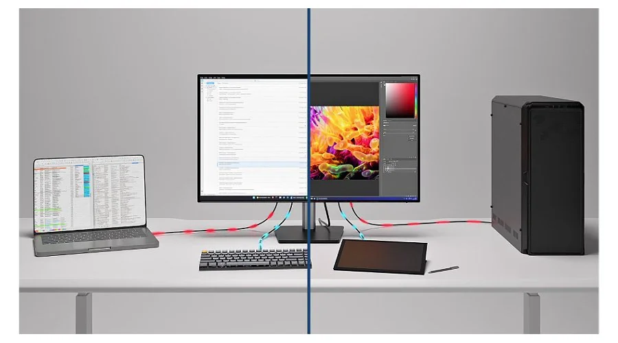 Tidy workspace with the monitor