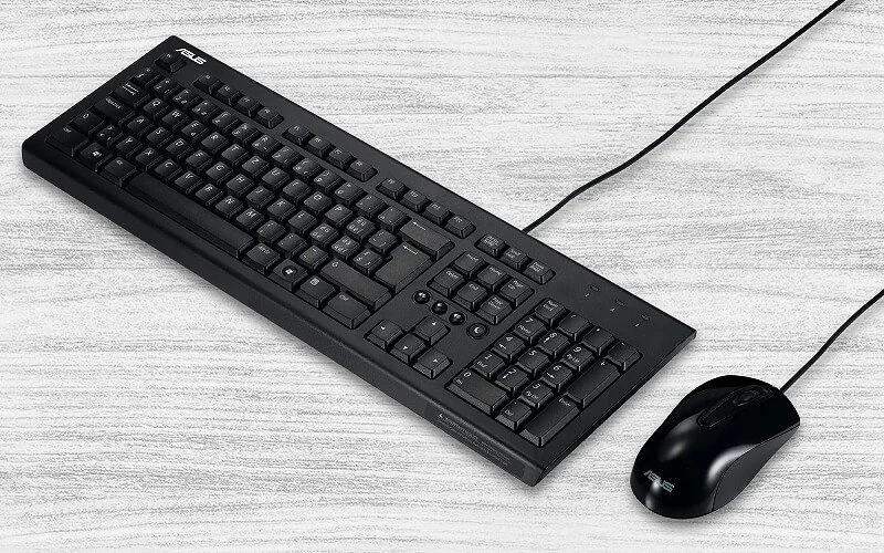 Чёрный комплект клавиатуры и мыши Asus U2000