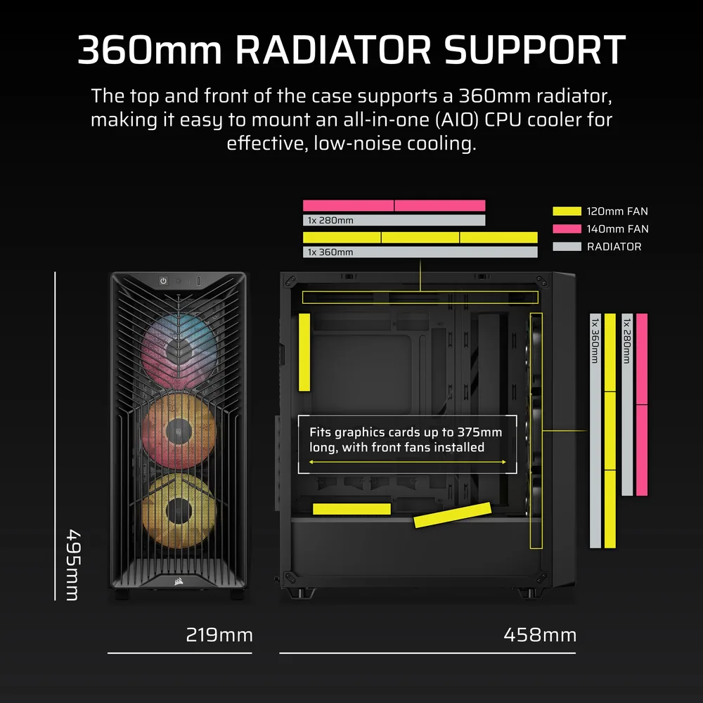 Corsair 3200D RS ARGB PC case – black – further details