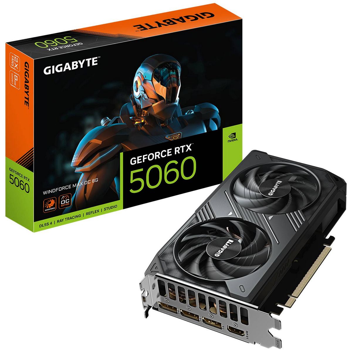 Video Card Gigabyte GeForce RTX 5060 WINDFORCE MAX OC 8G GV-N5060WF2MAX OC-8GD